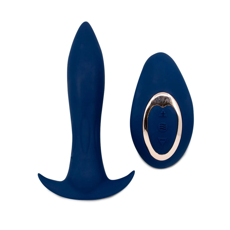 Sensuelle Power Plug 20 Functions Remote Control Butt Plug Navy Blue [Limited Time Offer]