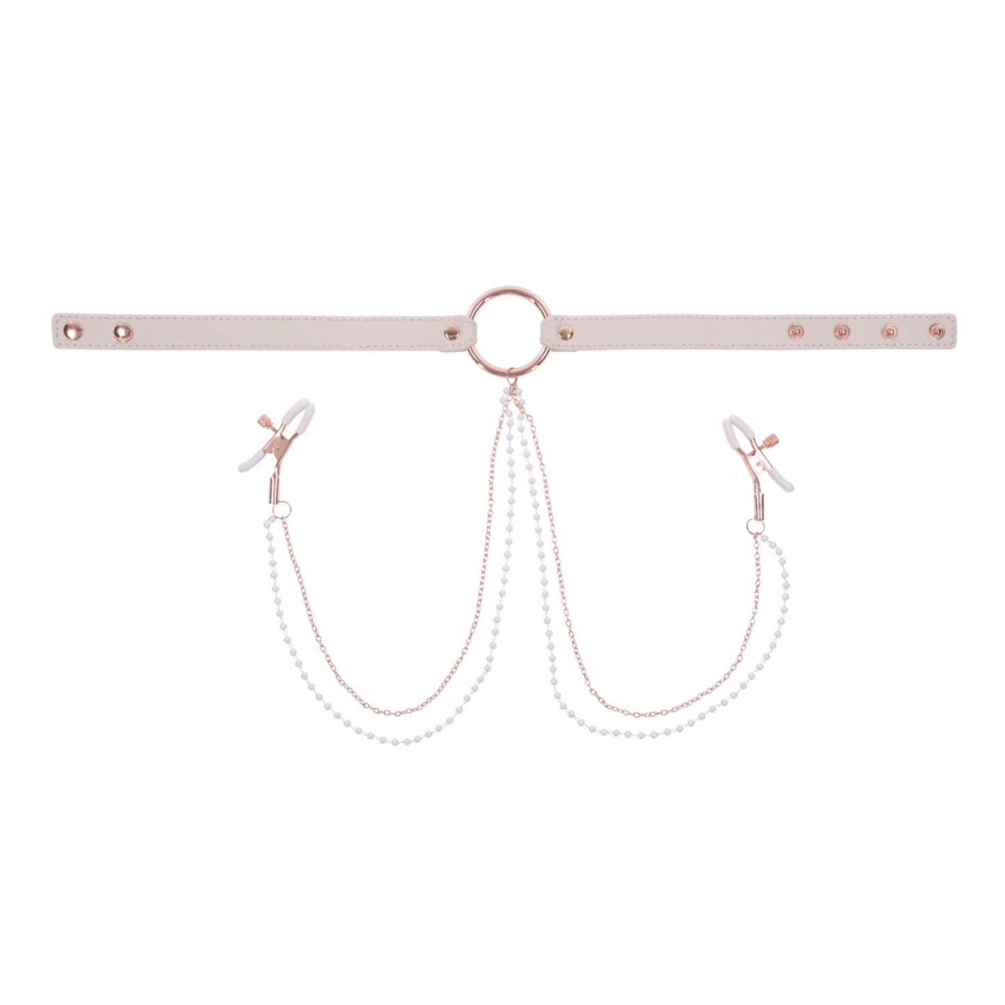 Sex & Mischief Peaches 'n CreaMe Collar with Nipple Clamps