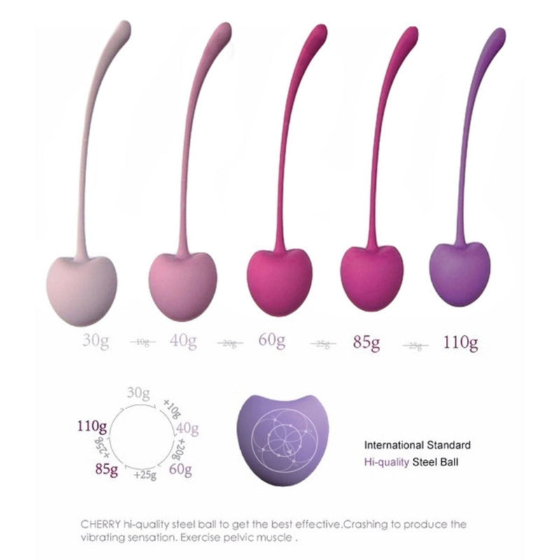 Shibari Luxury Pleasure Cherry Premium Grade Kegel Ball (Set Of 5 Variable-Weighted Exercise)(Good Reviews)