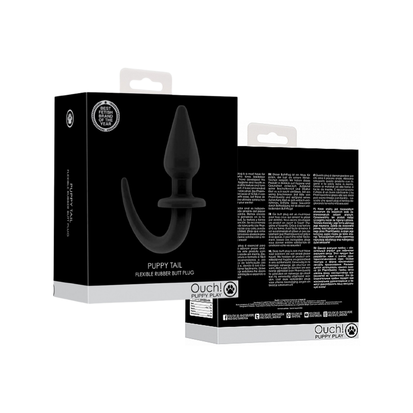 Shots Ouch! Puppy Tail Flexible Rubber Butt Plug Black