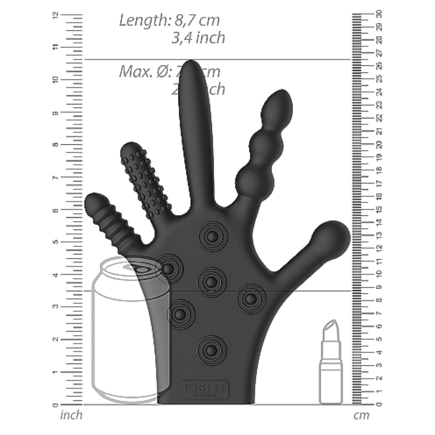 Shots Fist It Silicone Stimulation Glove Black