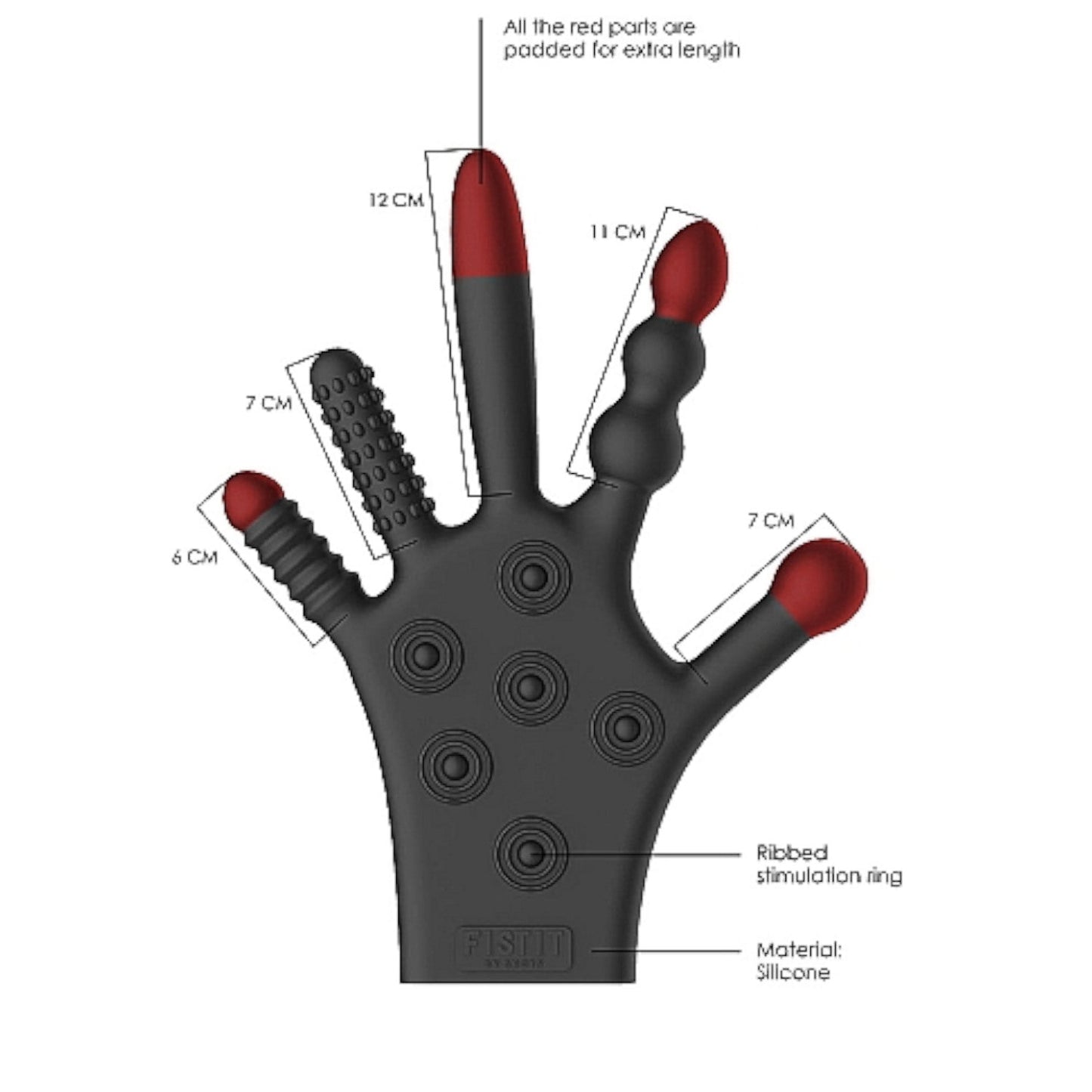 Shots Fist It Silicone Stimulation Glove Black
