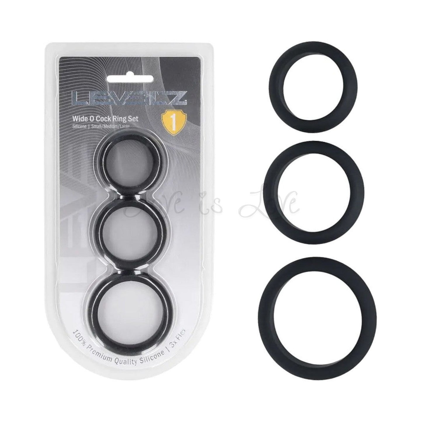 Shots LEVELZ Classic Silicone Cockring Set of 3 XS/S/M Black