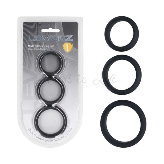 Shots LEVELZ Classic Silicone Cockring Set of 3 XS/S/M Black
