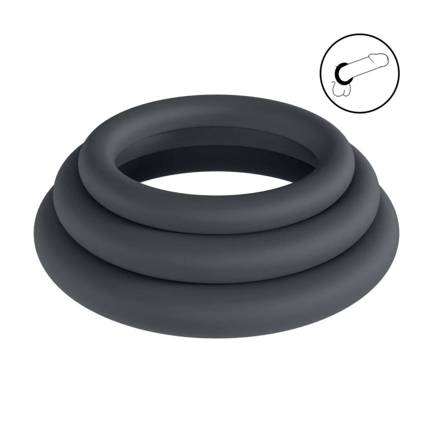 Shots LEVELZ Classic Silicone Cockring Set of 3 XS/S/M Black