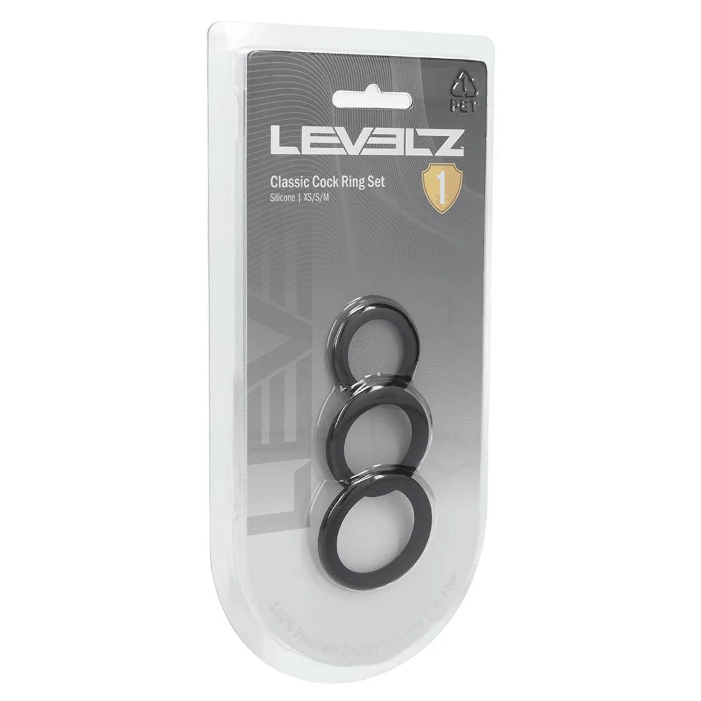 Shots LEVELZ Classic Silicone Cockring Set of 3 XS/S/M Black