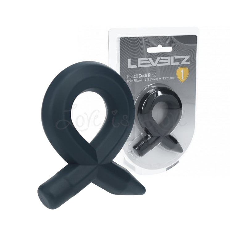 Shots LEVELZ Liquid Silicone Pencil Cock Ring Black