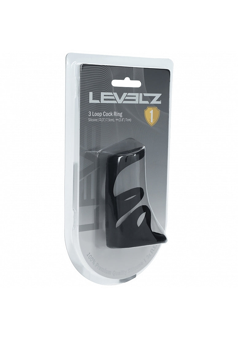 Shots LEVELZ Silicone 3 Loop Cock Ring Black
