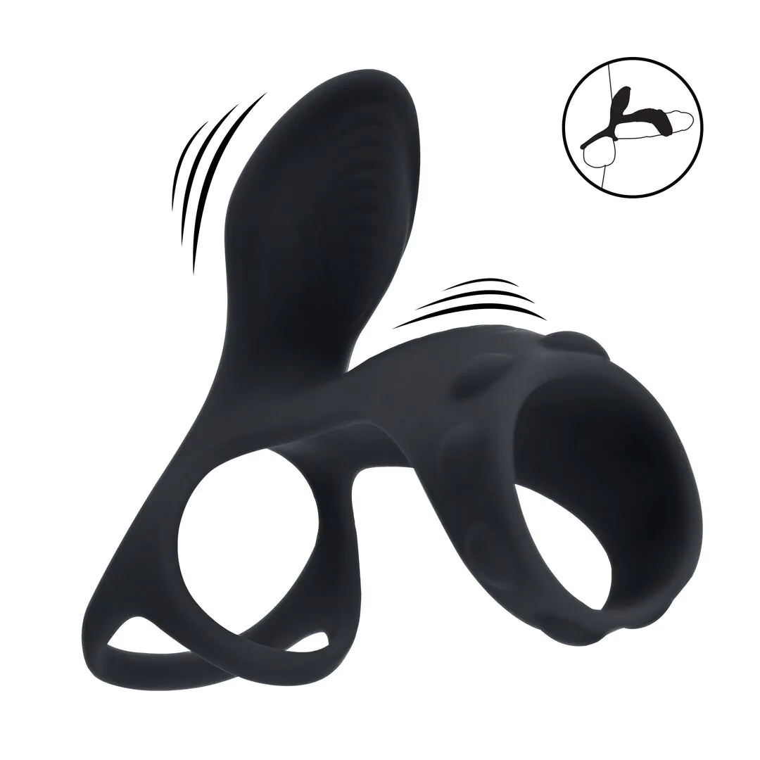 Shots LEVELZ Vibrating Silicone Cock and Ball Ring with Shaft Loop - Black