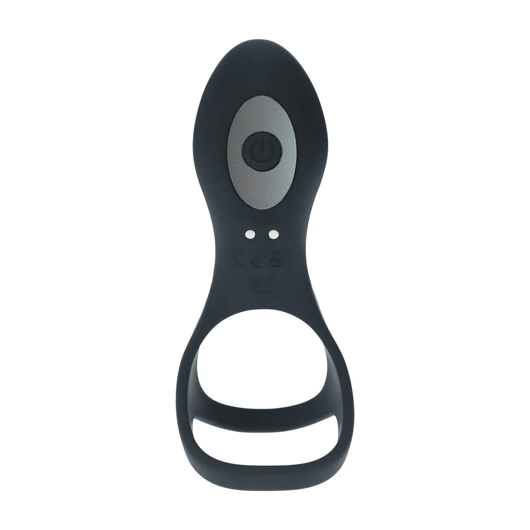 Shots LEVELZ Vibrating Silicone Cock and Ball Ring with Shaft Loop - Black