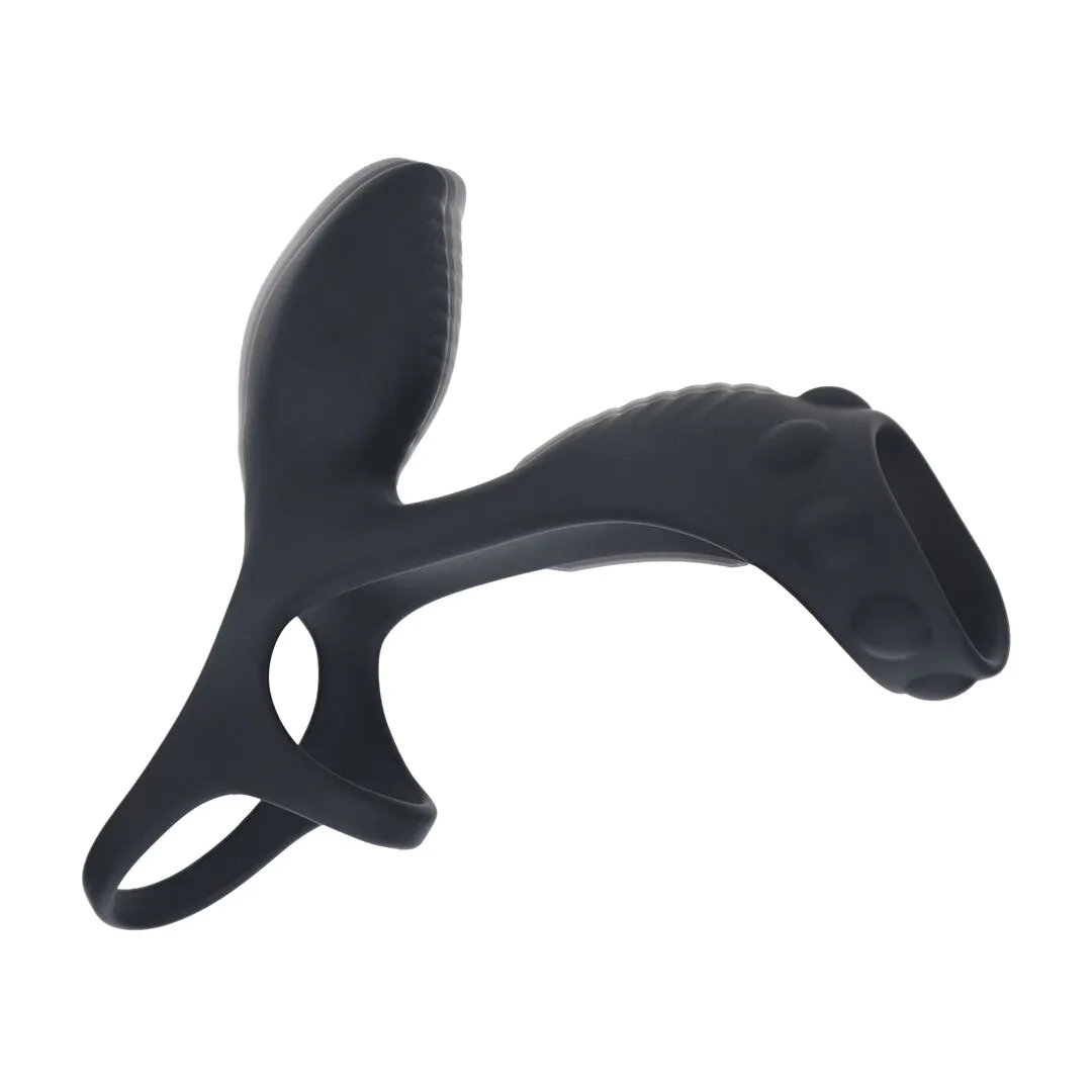 Shots LEVELZ Vibrating Silicone Cock and Ball Ring with Shaft Loop - Black