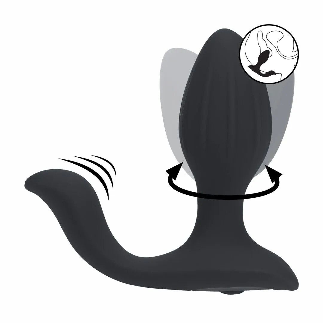 Shots LEVELZ Vibrating and Rotating Silicone Anal Plug with Ball Stimulator - Black