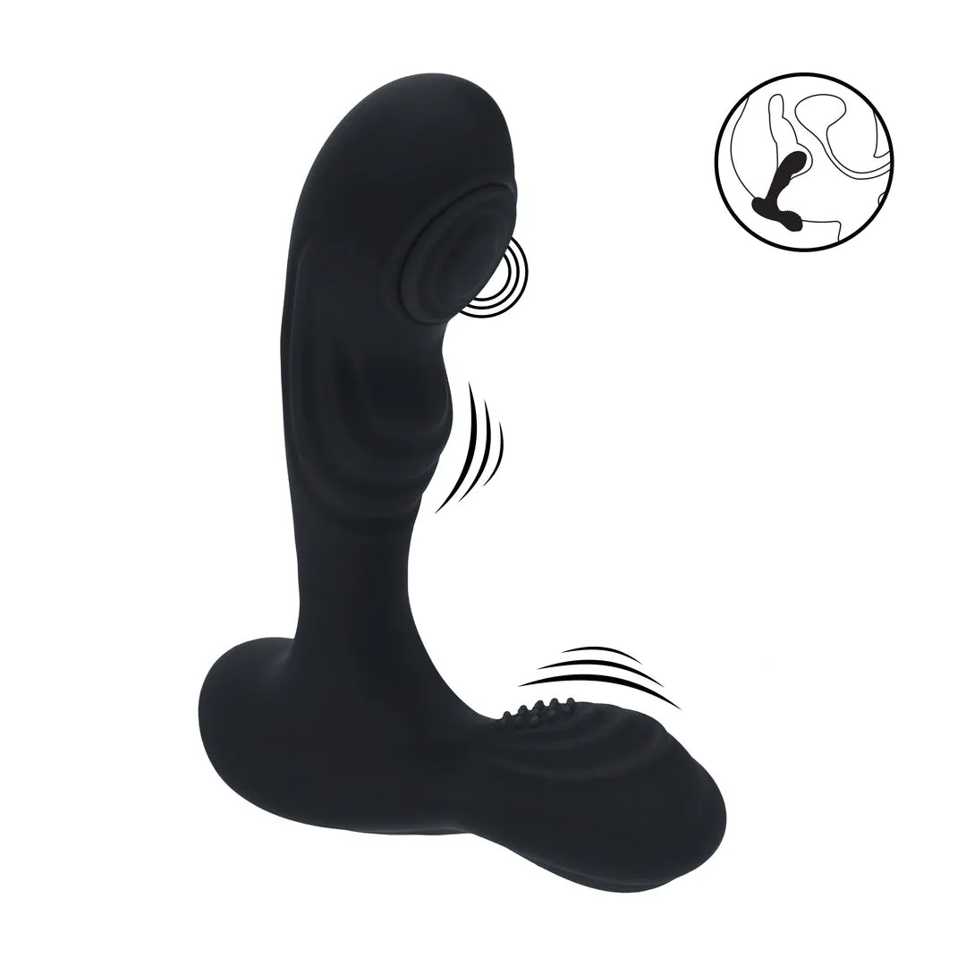 Shots LEVELZ Vibrating Tapping Silicone Prostate & Ball Stimulator - Black