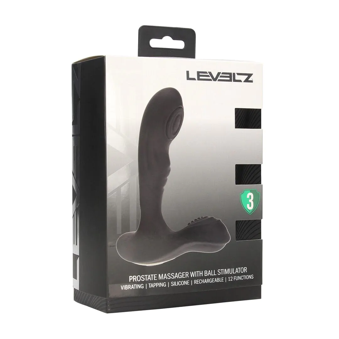 Shots LEVELZ Vibrating Tapping Silicone Prostate & Ball Stimulator - Black
