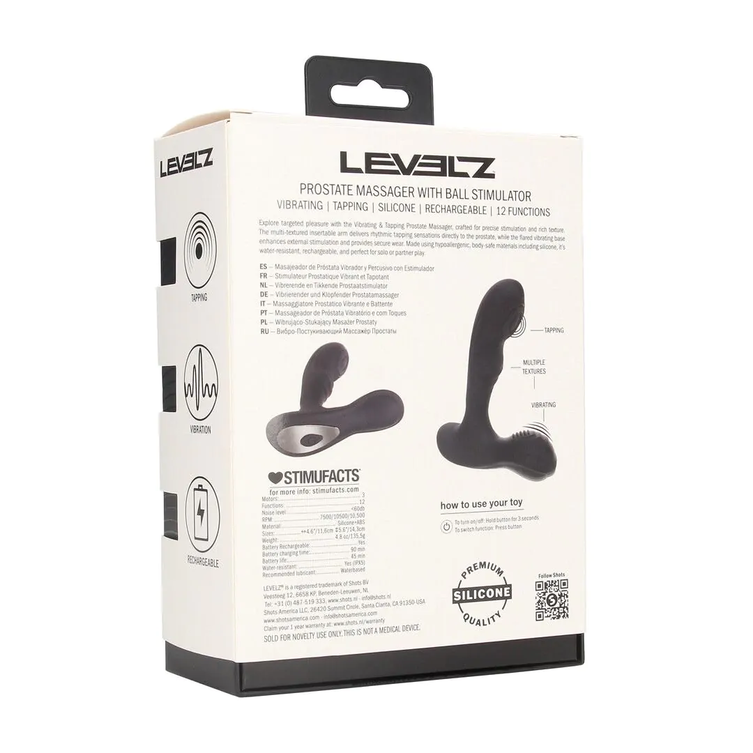 Shots LEVELZ Vibrating Tapping Silicone Prostate & Ball Stimulator - Black