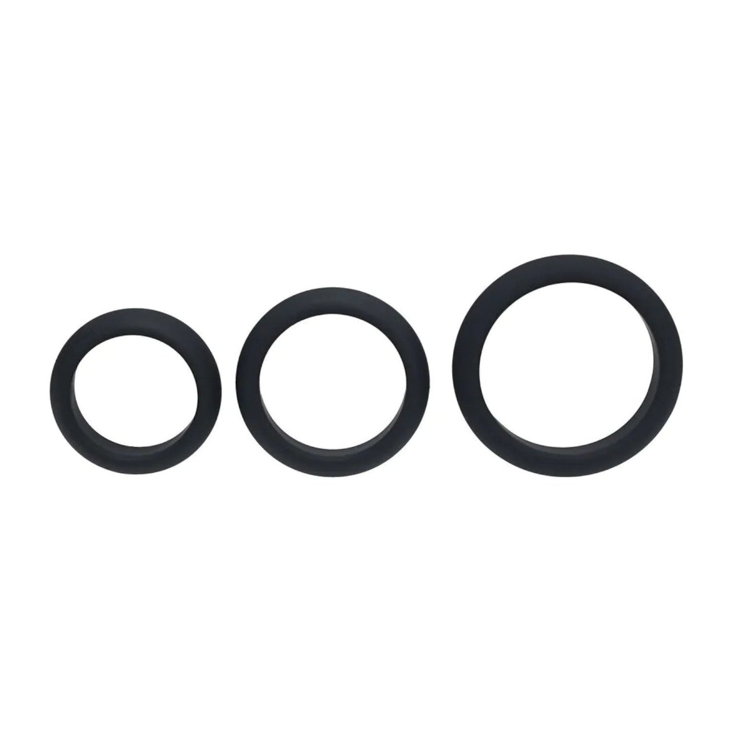 Shots LEVELZ Wide O Silicone Cockring Set of 3 S/M/L Black [Limited Time Offer]