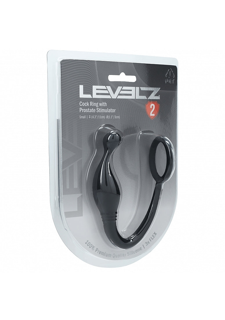 Shots Levelz Silicone Cock Ring with Prostate Stimulator Small