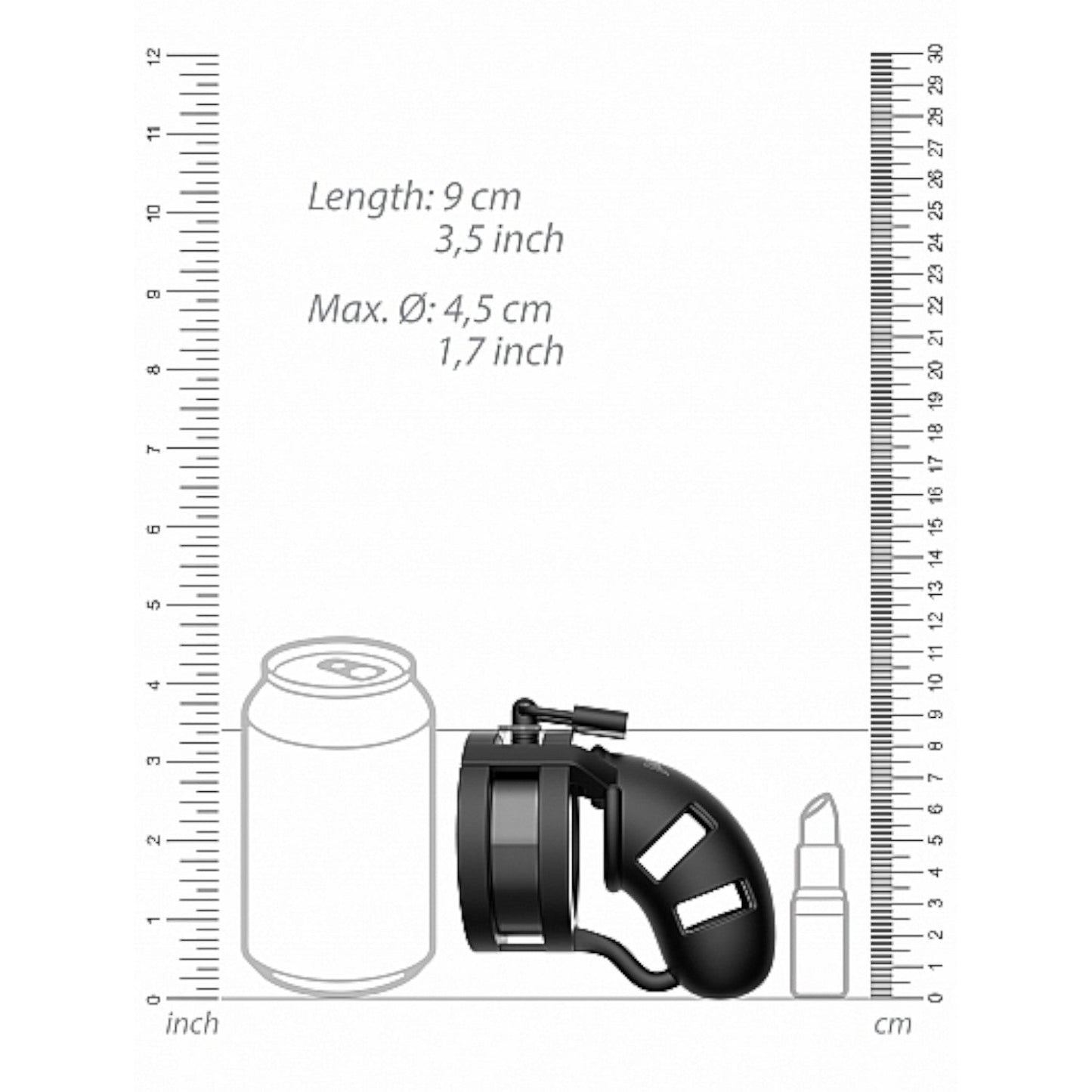 Shots Mancage Chastity Silicone Cage With Ball Splitter Model 18 Black (3.5 inches in length)