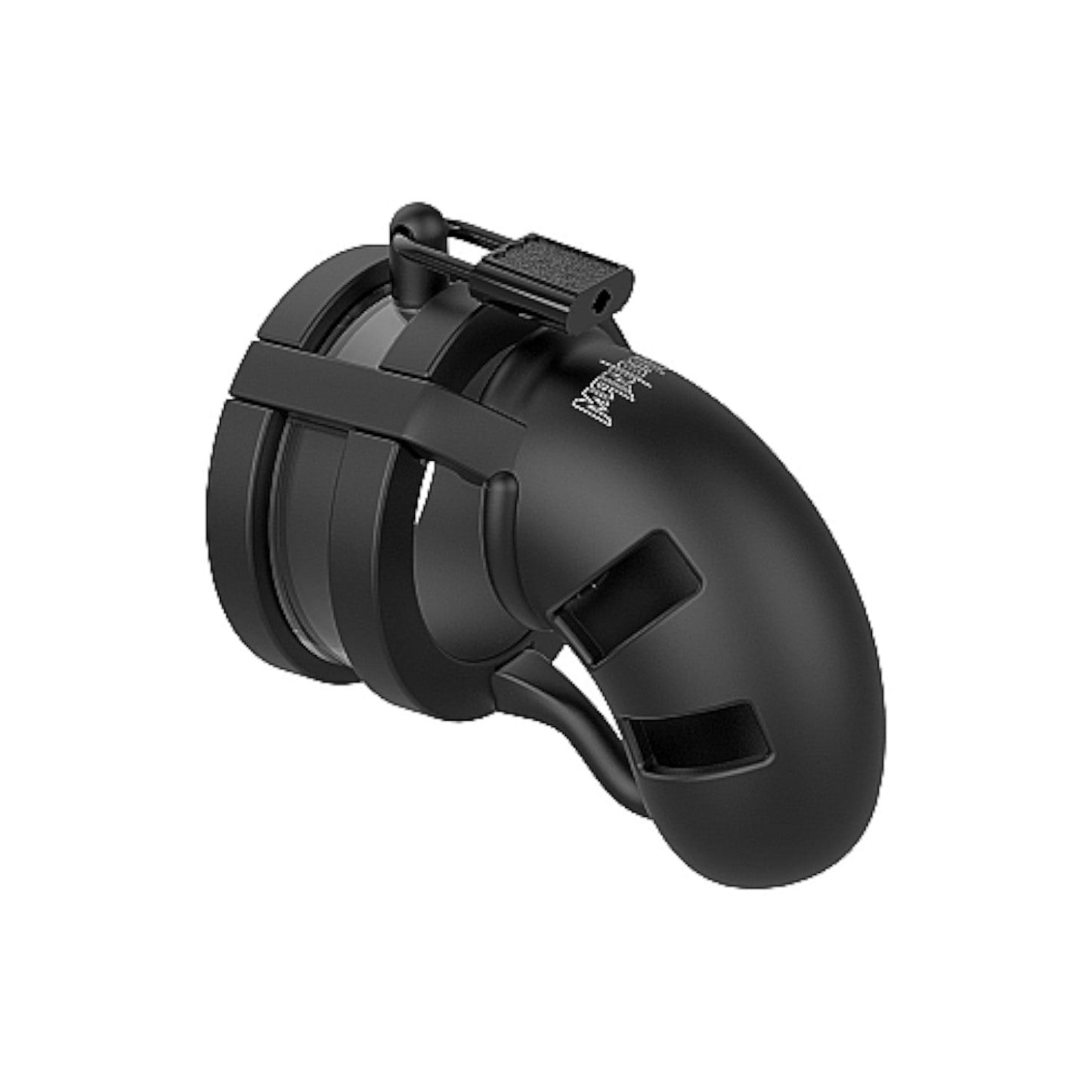Shots Mancage Chastity Silicone Cage With Ball Splitter Model 18 Black (3.5 inches in length)
