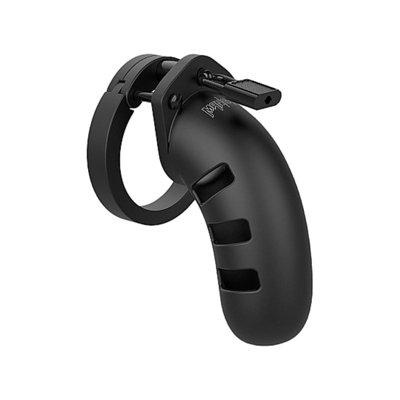 Shots Mancage Silicone Chastity Cage Model 21 4.5 Inches in Length Black