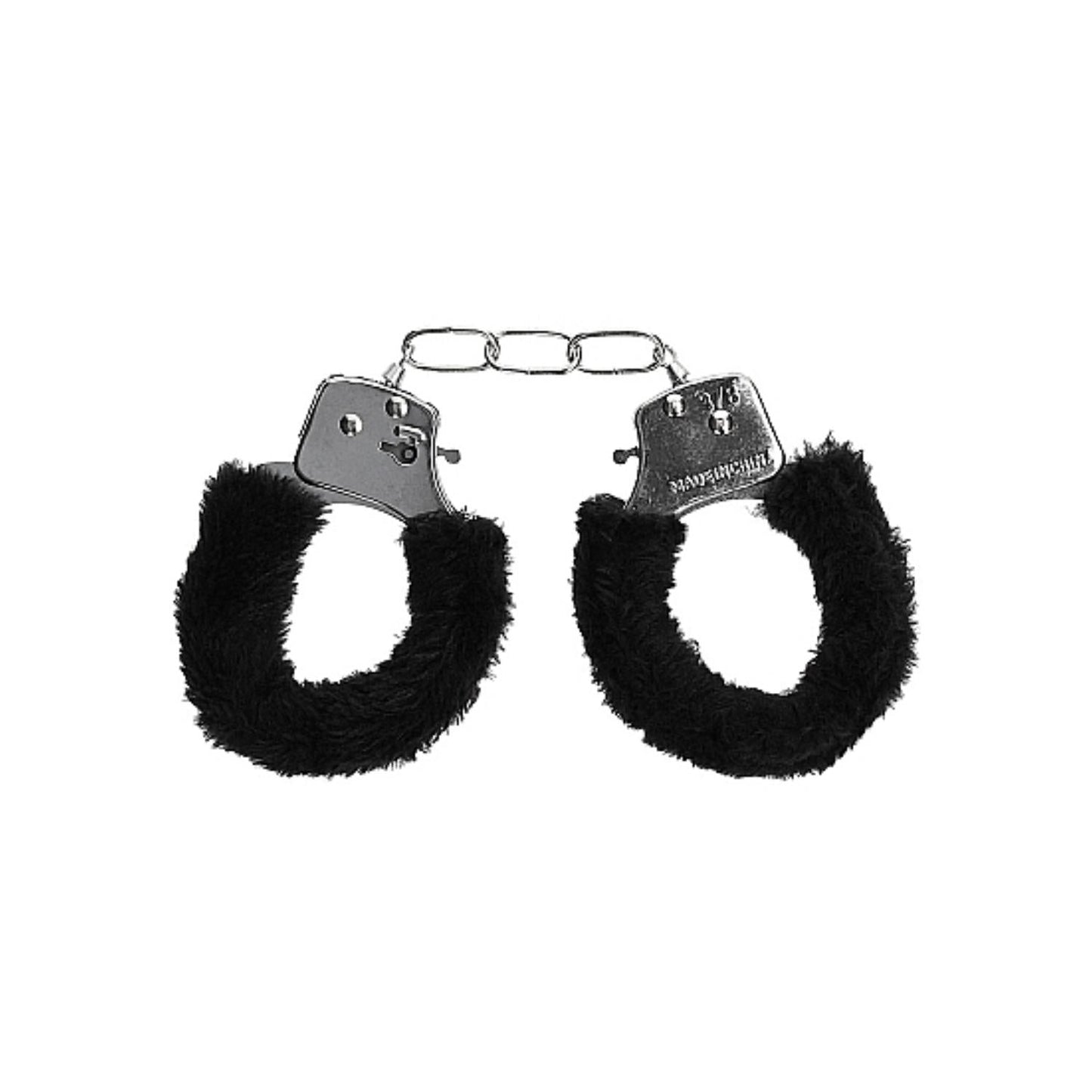 Shots Ouch Black & White Collection Beginner Furry Wrist Cuffs