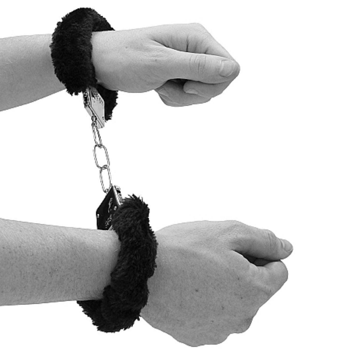 Shots Ouch Black & White Collection Beginner Furry Wrist Cuffs