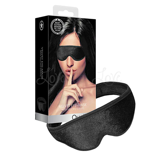 Shots Ouch! Adjustable Velvet Eye Mask with Velcro Straps - Black