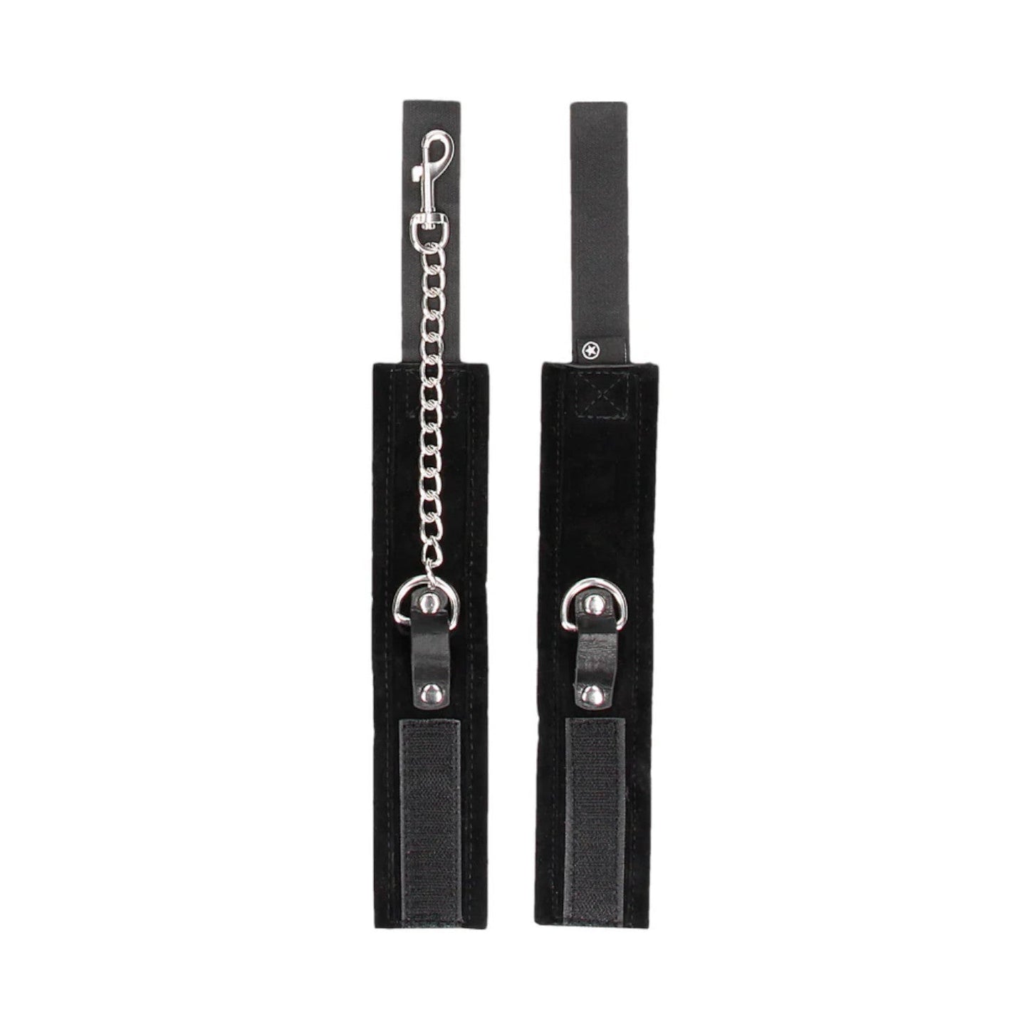 Shots Ouch! Black & White Adjustable Velcro Collar With Leash & Wrist Cuffs Black