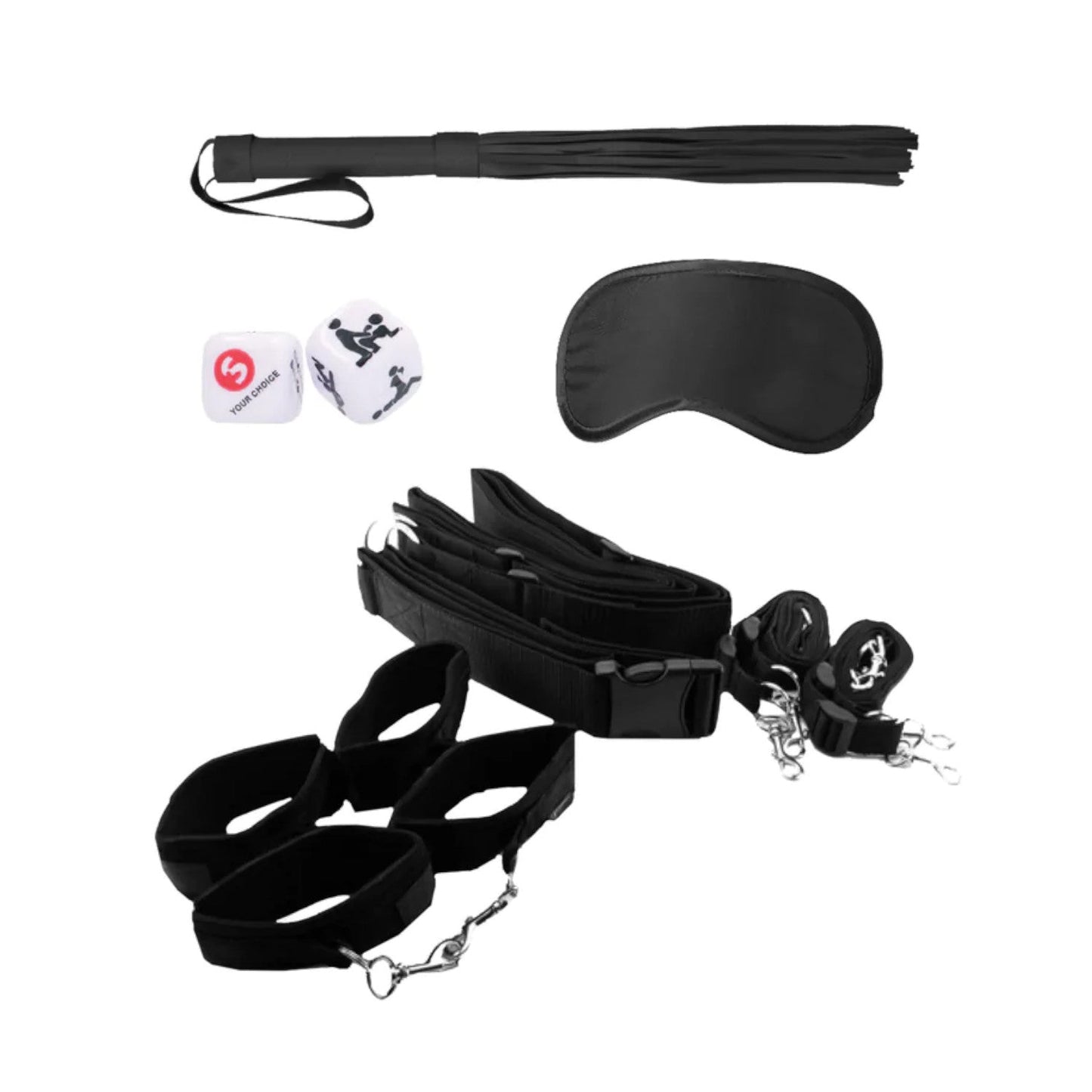 Shots Ouch! Black & White Bondage Belt Restraint System