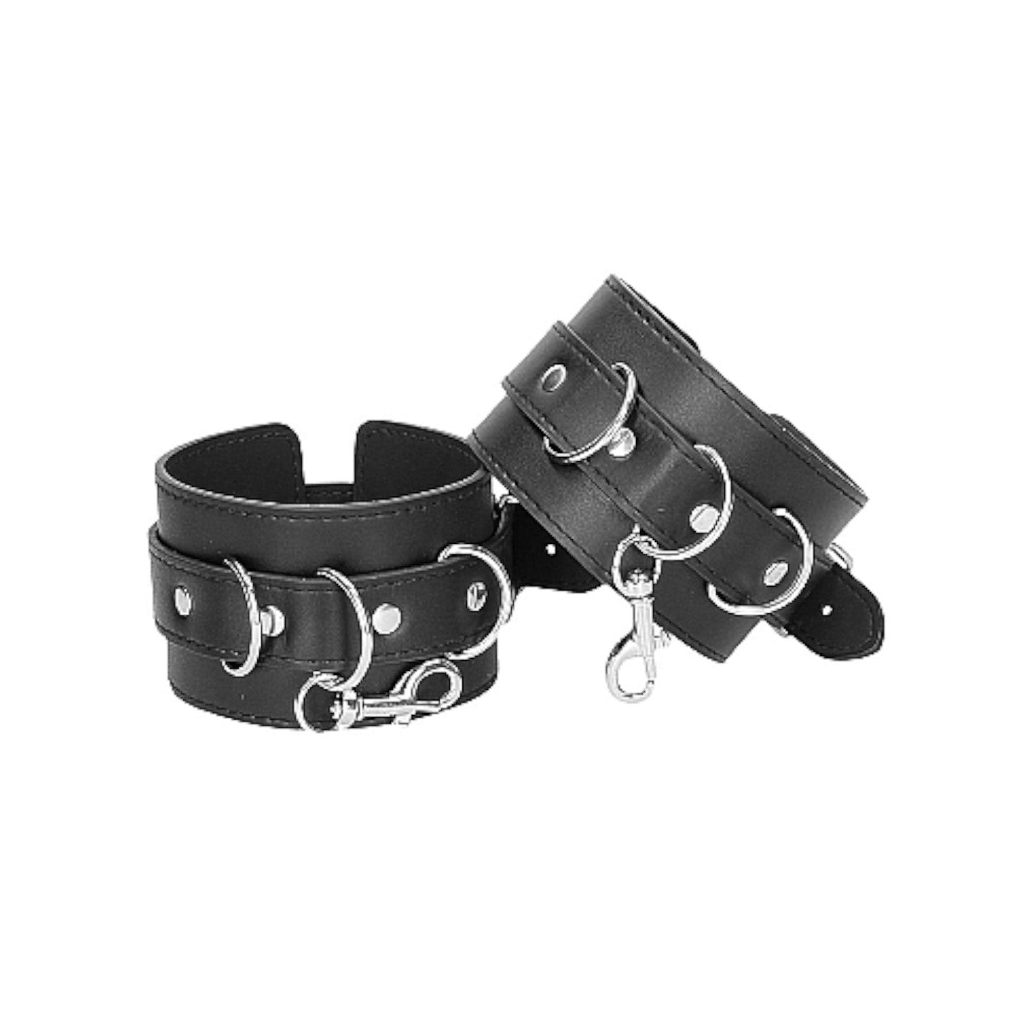 Shots Ouch! Black & White Bonded Leather Hogtie With Hand & Ankle Cuffs