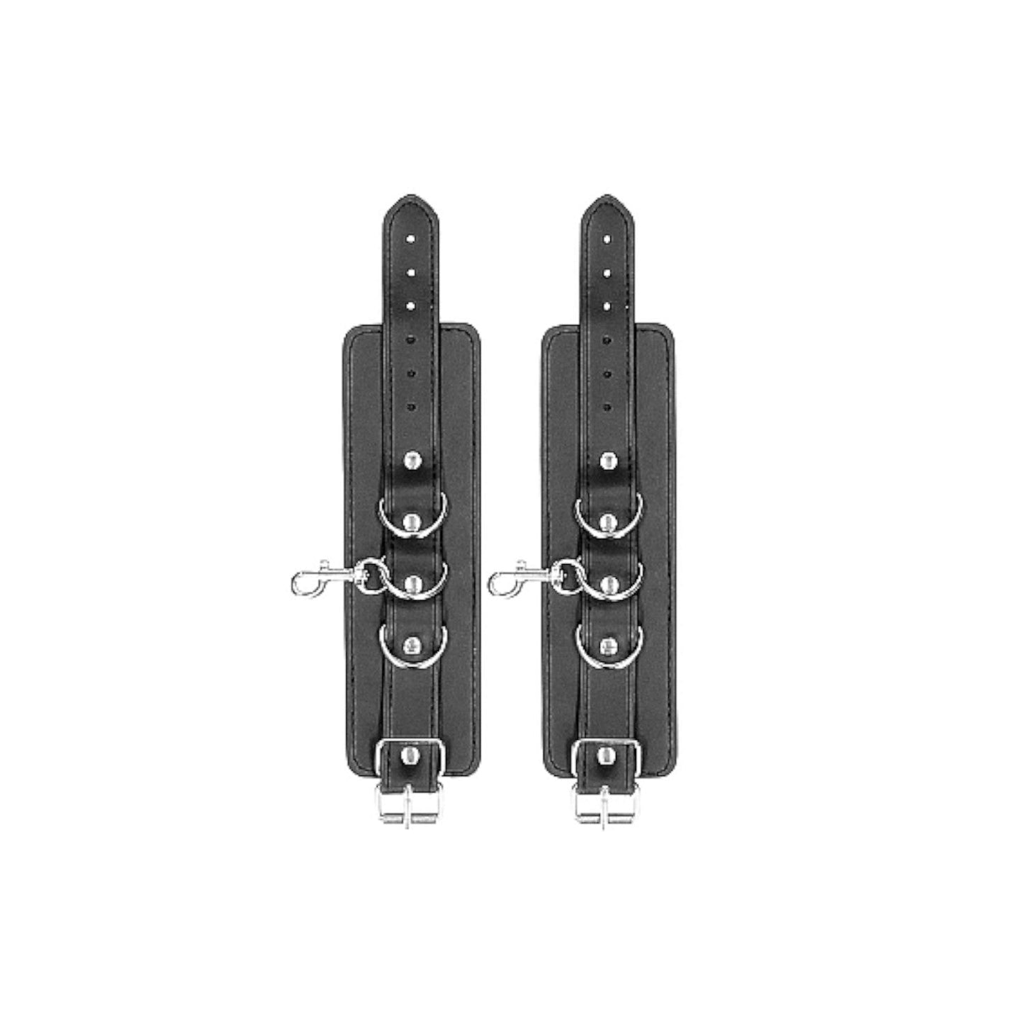 Shots Ouch! Black & White Bonded Leather Hogtie With Hand & Ankle Cuffs