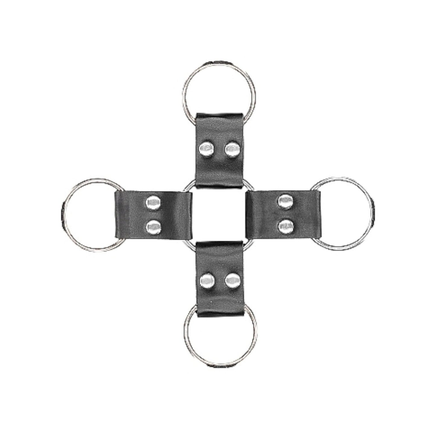 Shots Ouch! Black & White Bonded Leather Hogtie With Hand & Ankle Cuffs