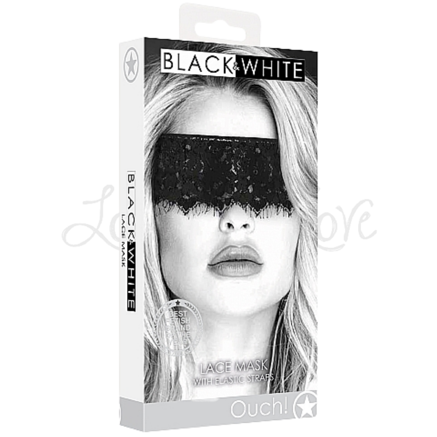 Shots Ouch! Black & White Lace Mask with Elastic Strap