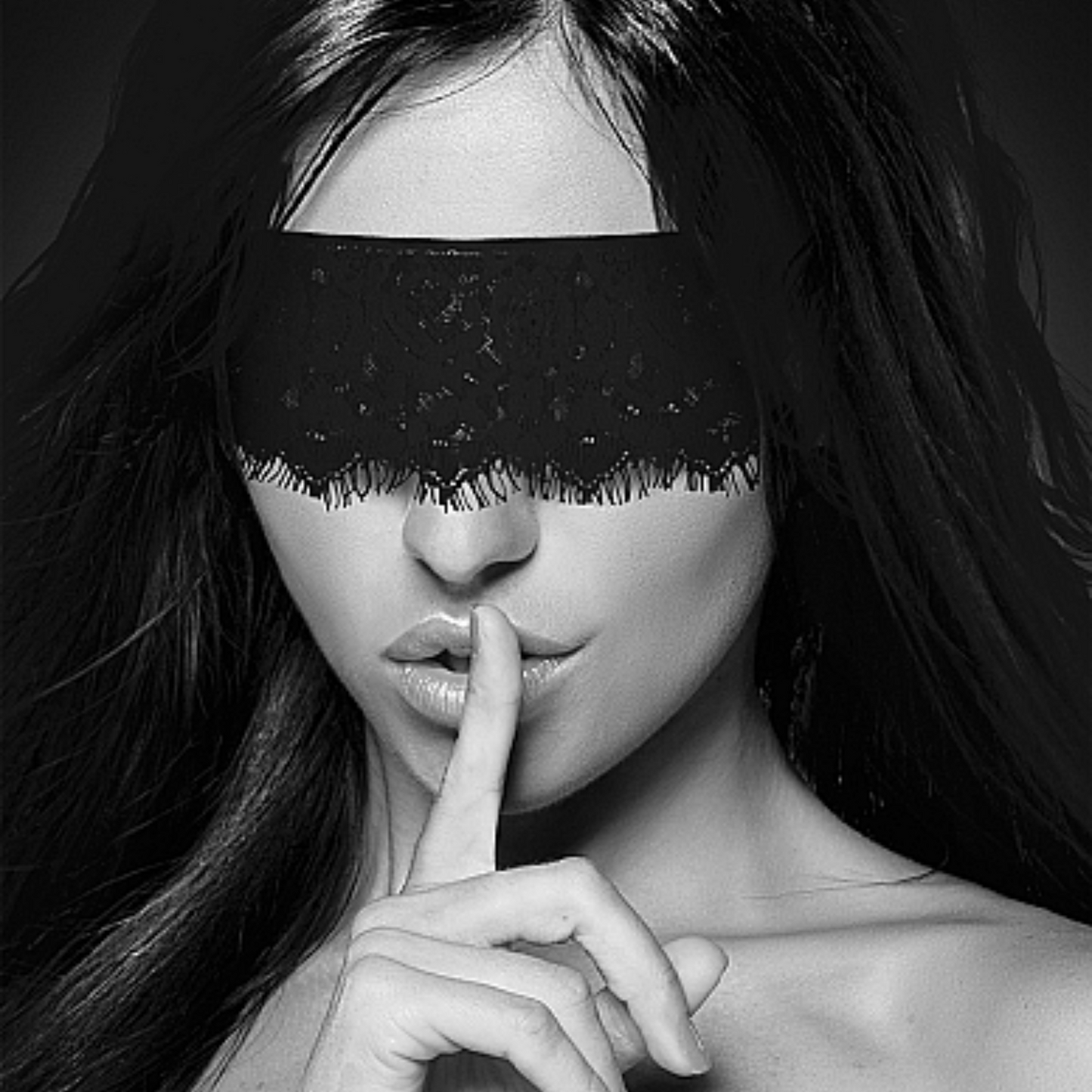 Shots Ouch! Black & White Lace Mask with Elastic Strap