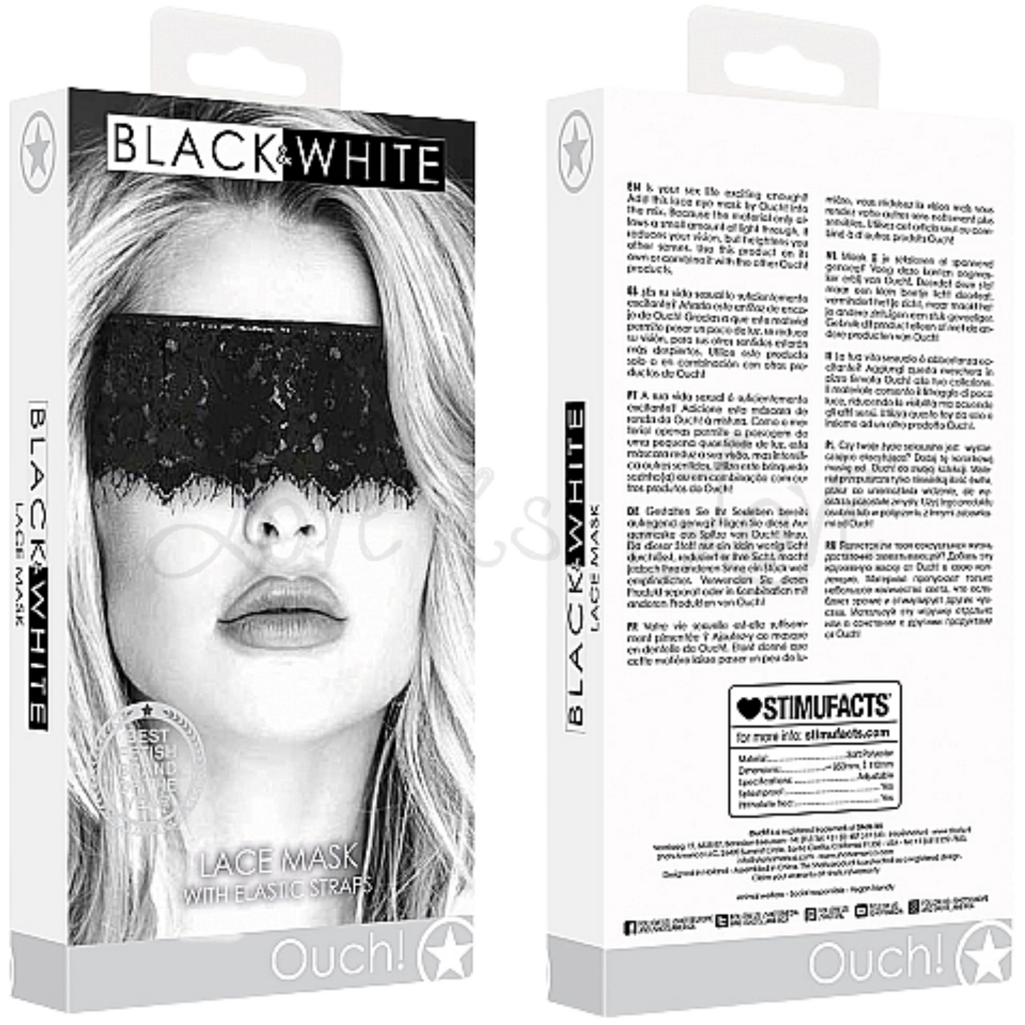 Shots Ouch! Black & White Lace Mask with Elastic Strap