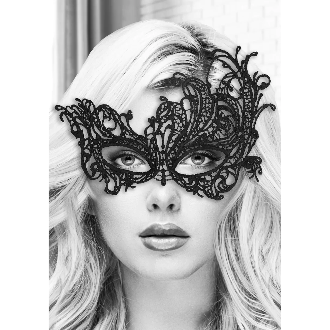 Shots Ouch! Black & White Royal Lace Eye-Mask - Black