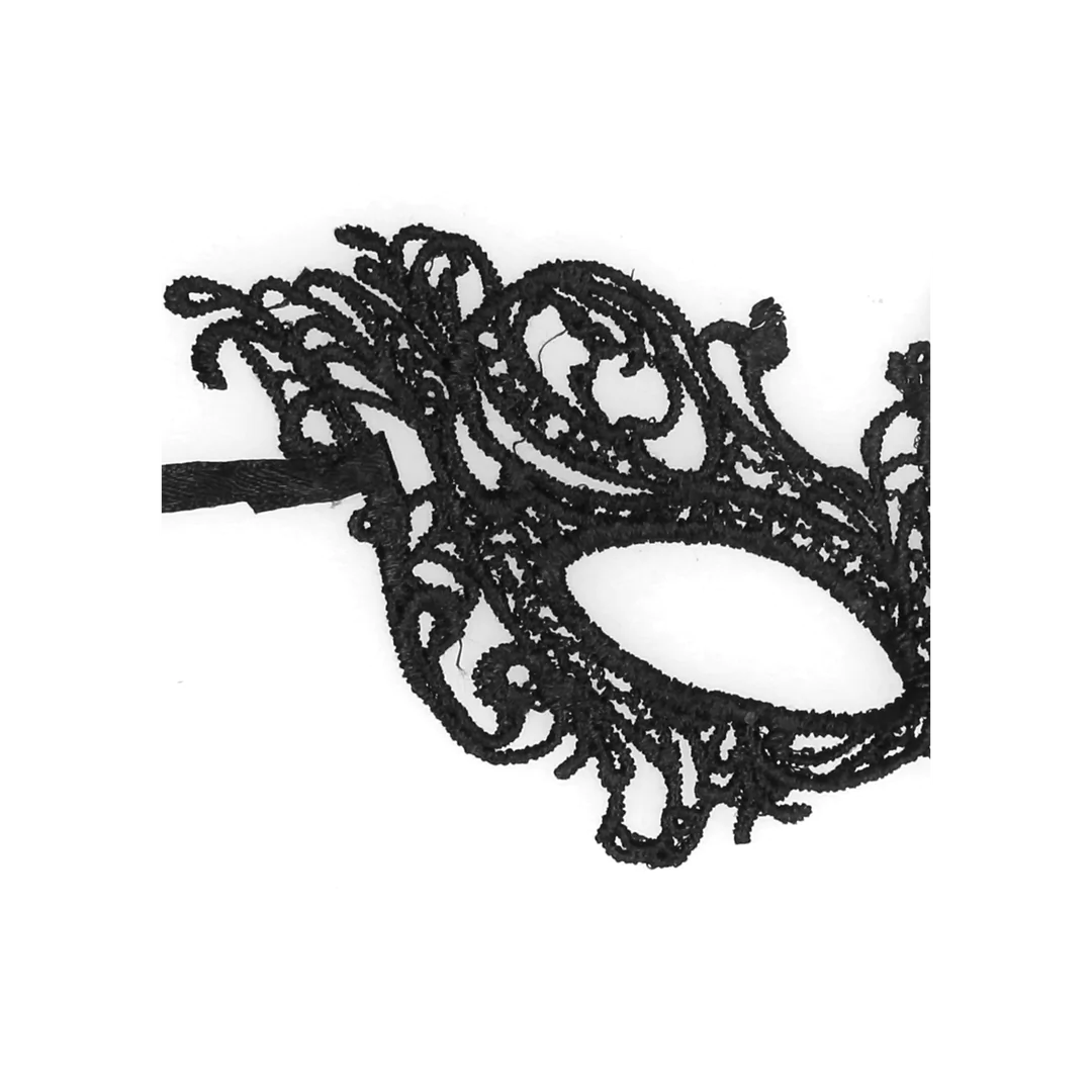 Shots Ouch! Black & White Royal Lace Eye-Mask - Black
