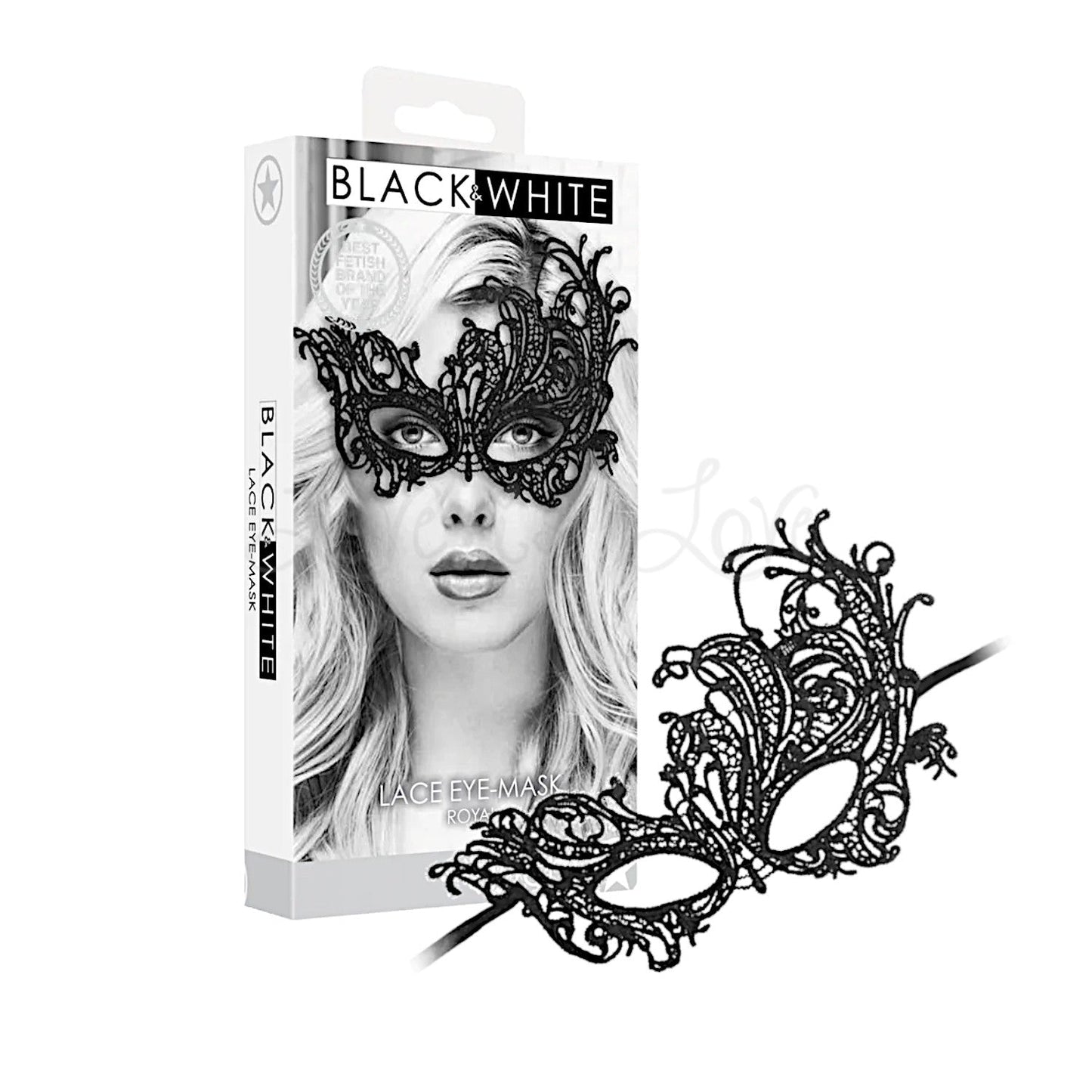 Shots Ouch! Black & White Royal Lace Eye-Mask - Black