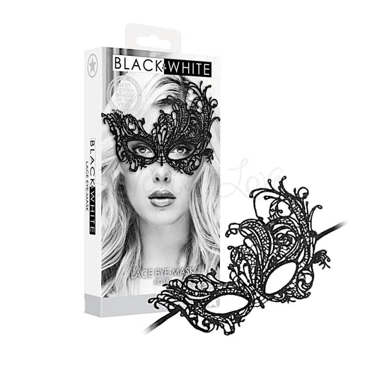 Shots Ouch! Black & White Royal Lace Eye-Mask - Black