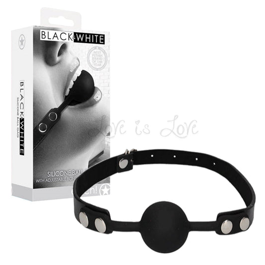 Shots Ouch! Black & White Silicone Ball Gag Black