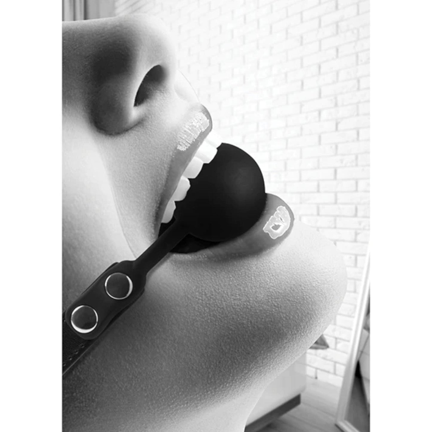 Shots Ouch! Black & White Silicone Ball Gag Black