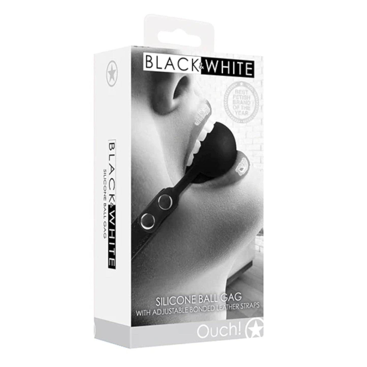 Shots Ouch! Black & White Silicone Ball Gag Black