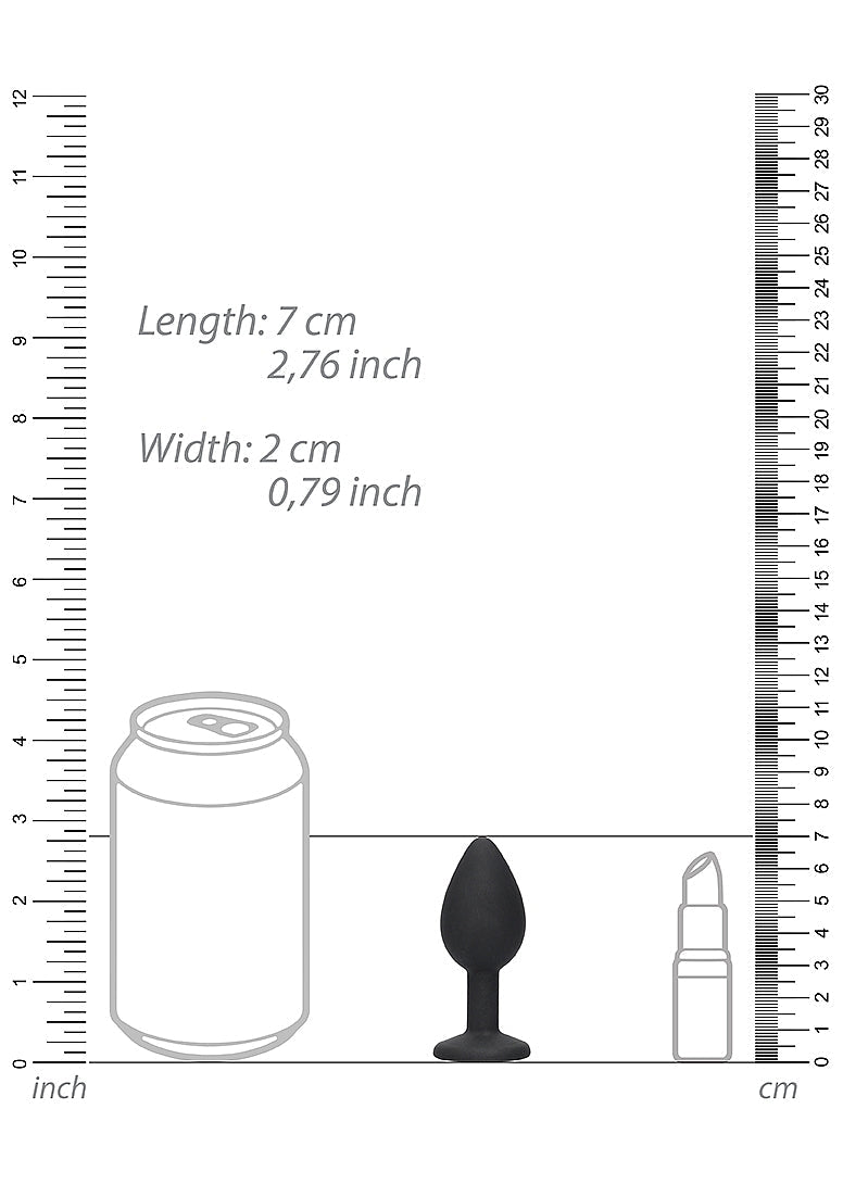 Shots Ouch! Black & White Silicone Butt Plug with Removable Jewel