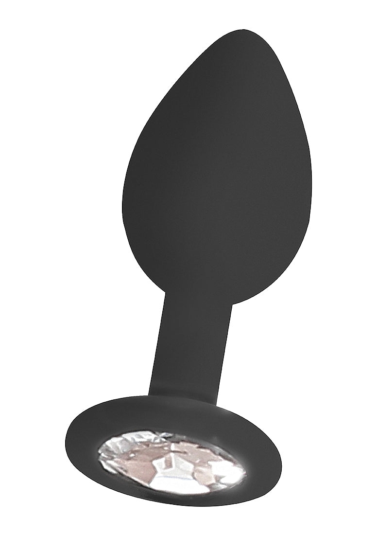 Shots Ouch! Black & White Silicone Butt Plug with Removable Jewel