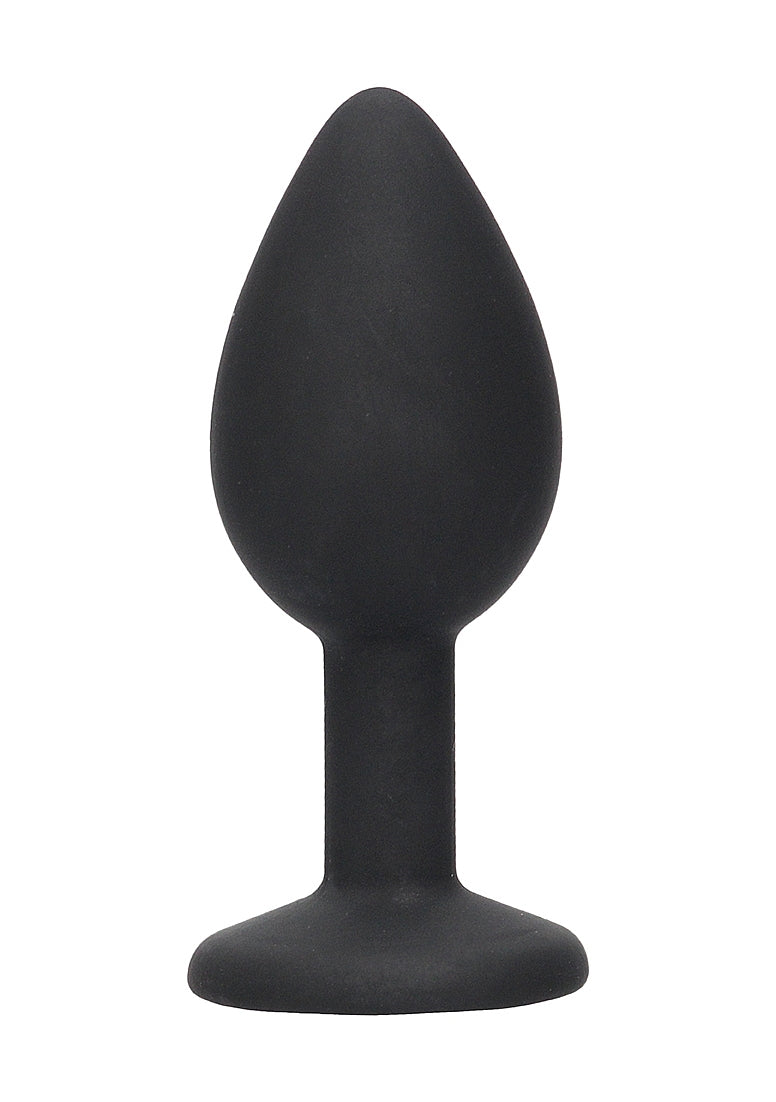 Shots Ouch! Black & White Silicone Butt Plug with Removable Jewel