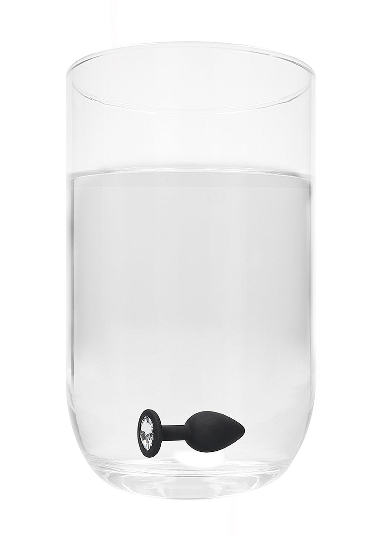Shots Ouch! Black & White Silicone Butt Plug with Removable Jewel