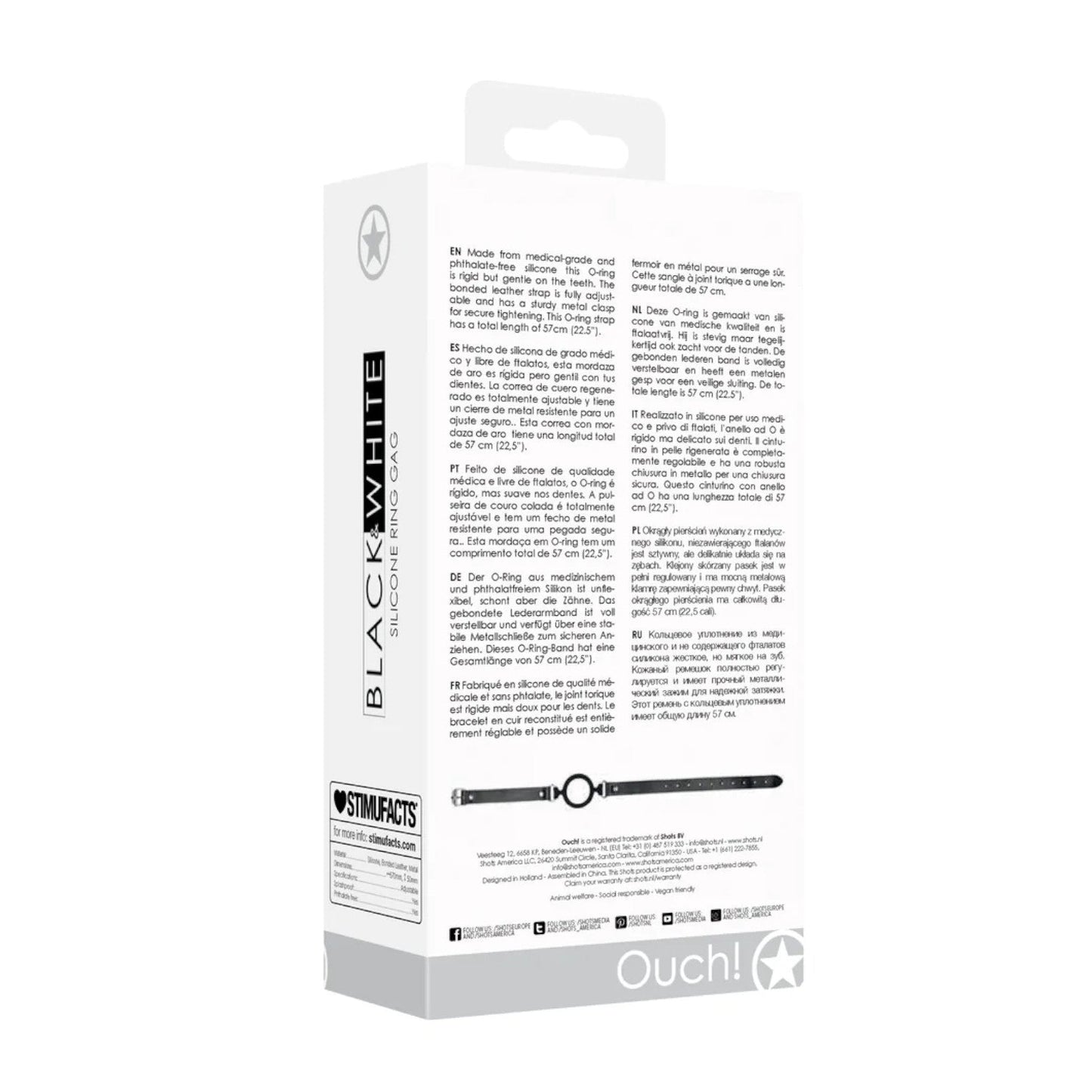 Shots Ouch! Black & White Silicone Ring Gag