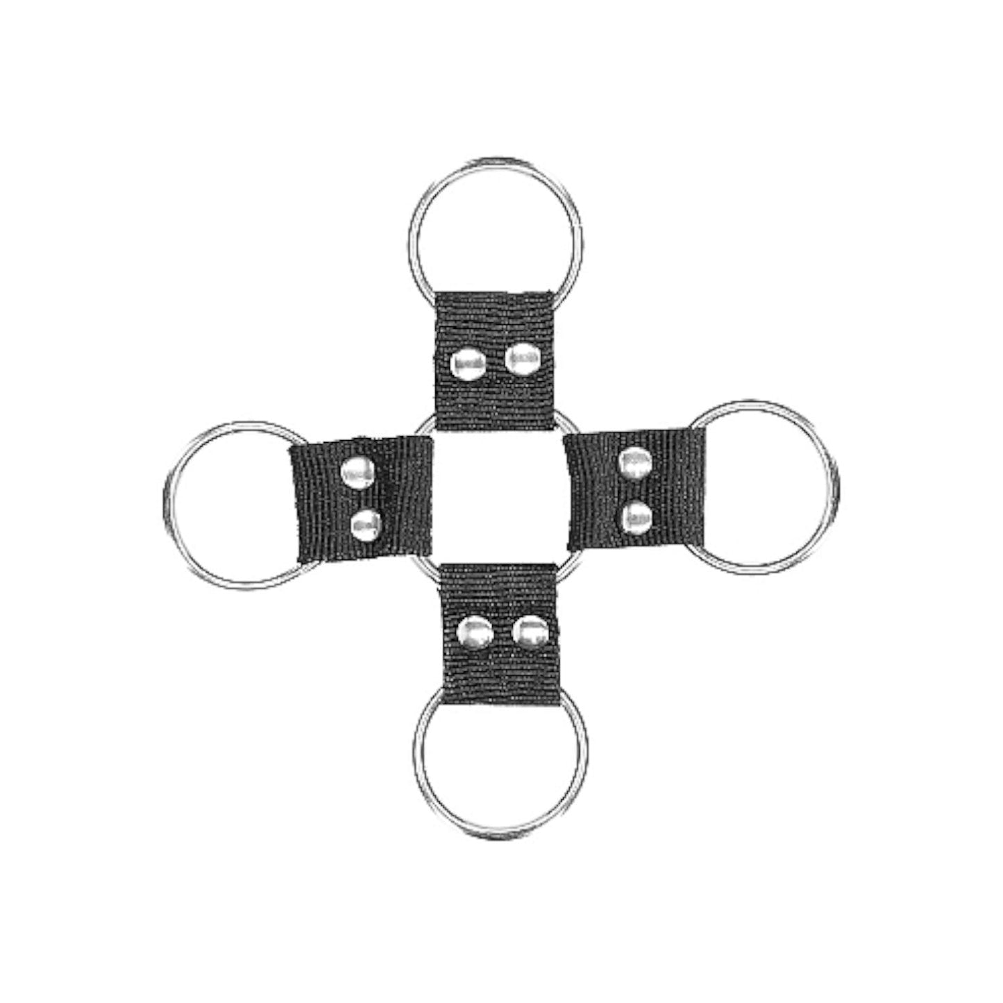 Shots Ouch! Black & White Velcro Hogtie with Hand and Ankle Cuffs