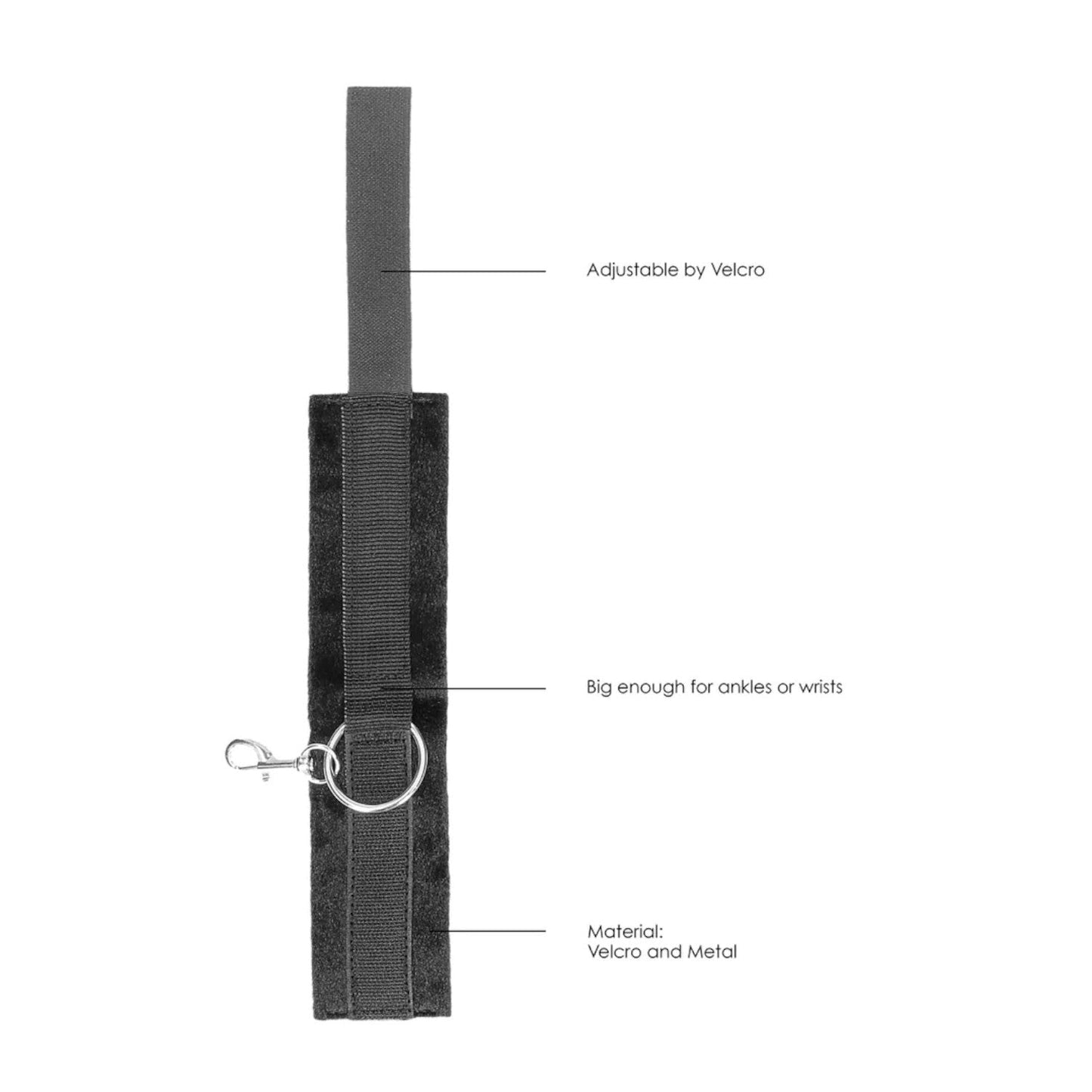 Shots Ouch! Black & White Velcro Wrist or Ankle Cuffs