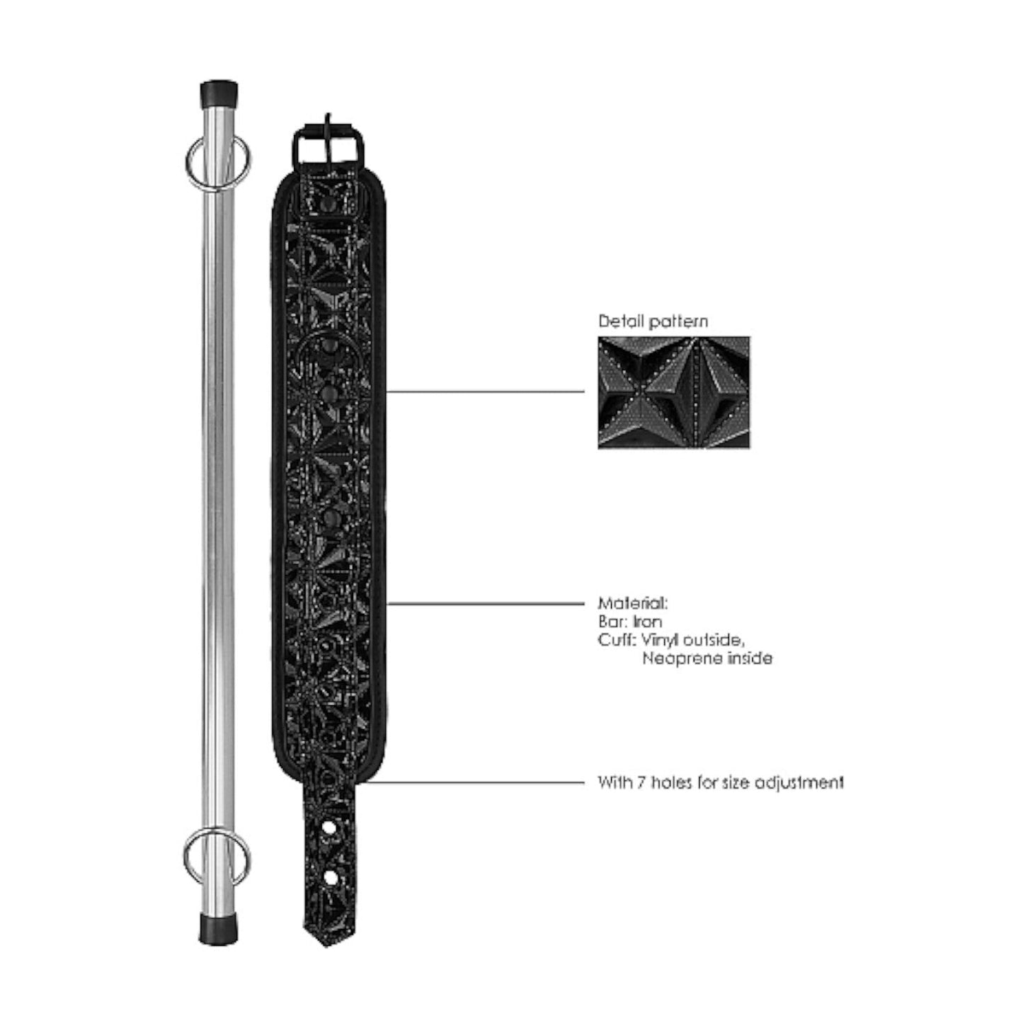 Shots Ouch! Luxury Adjustable Spreader Bar Black